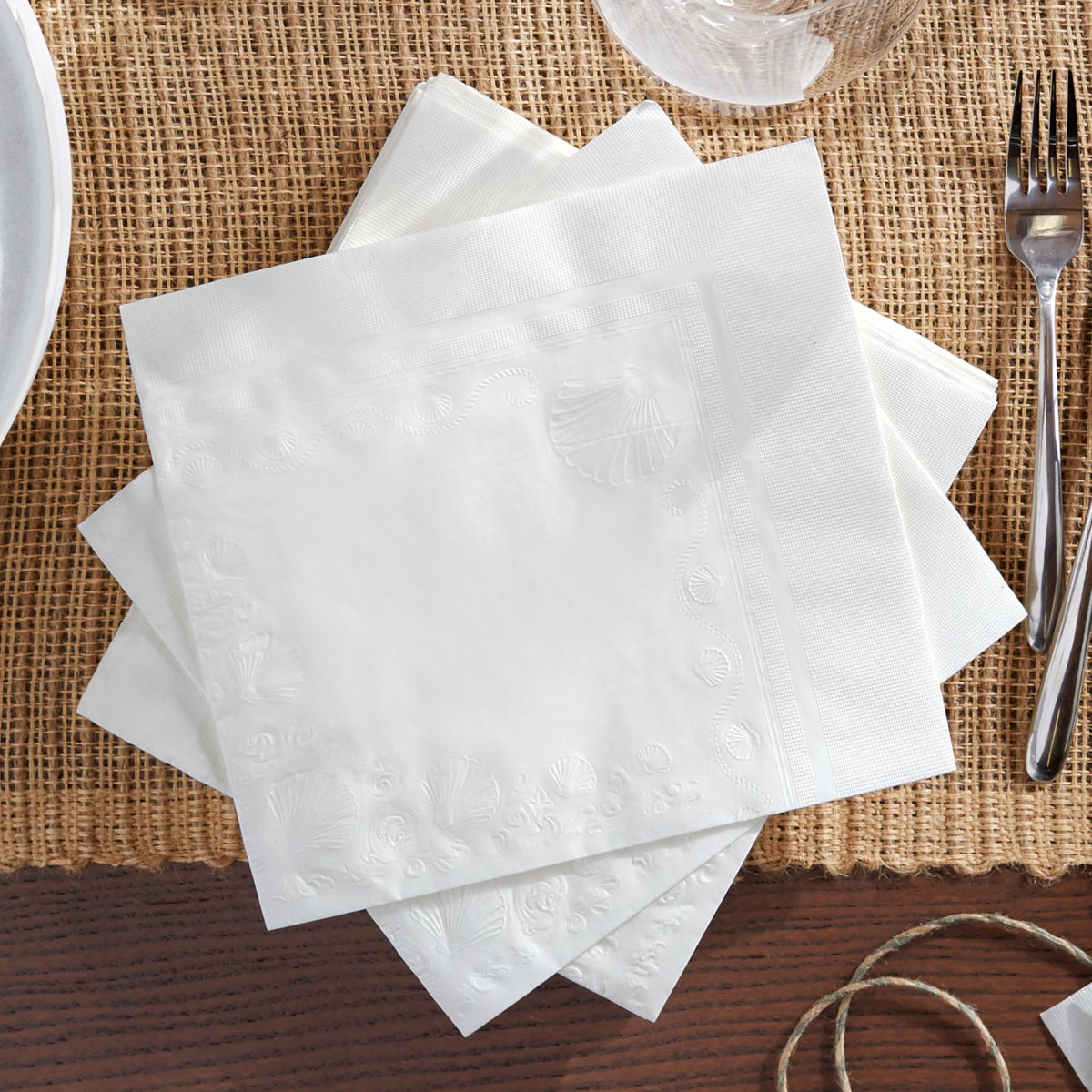 White entertaining napkins for table settings