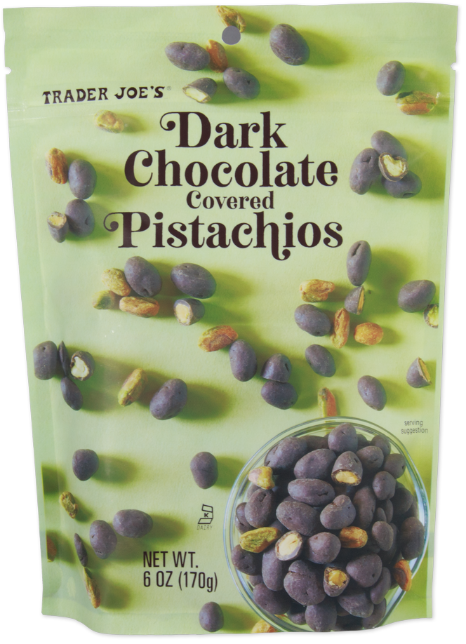Dark chocolate covered pistachios snack