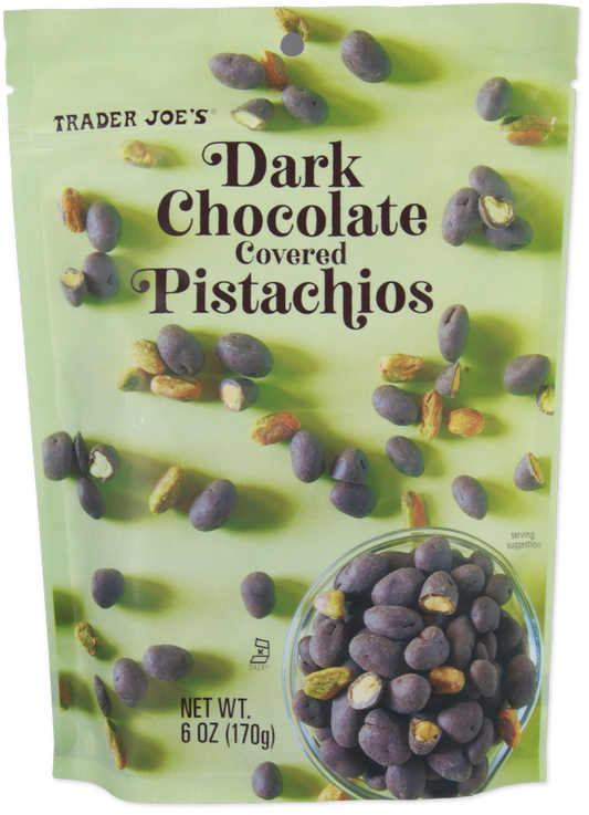 Dark chocolate covered pistachios snack