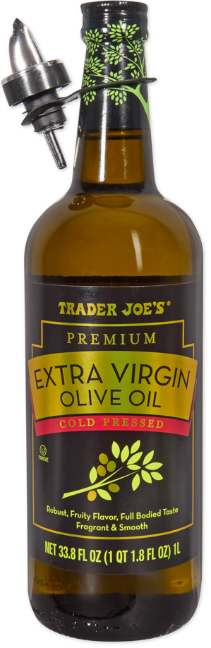 Trader Joe's premium extra virgin olive oil cold pressed bottle