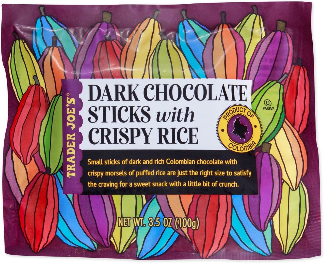 Trader Joe's dark chocolate sticks with crispy rice