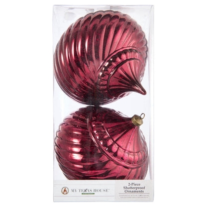 Deep burgundy shatterproof Christmas finial ornaments