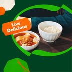 Bibigo cooked white rice three-pack product