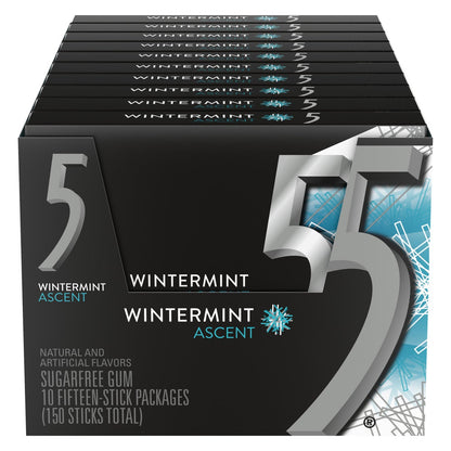 Wrigley's 5 Gum Wintermint Ascent sugar free gum pack