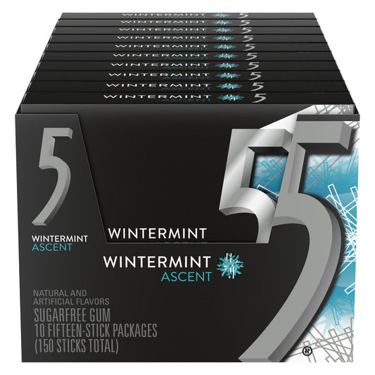 Wrigley's 5 Gum Wintermint Ascent sugar free gum pack