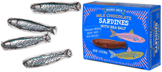 Milk chocolate sardines with sea salt candy