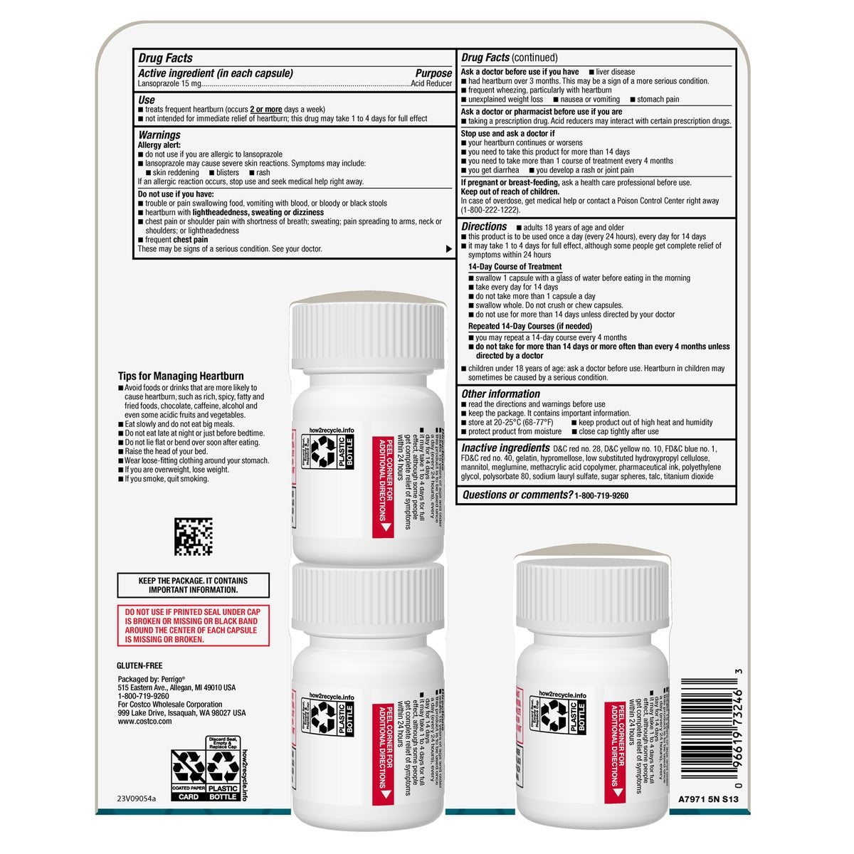 Kirkland Signature lansoprazole 15 mg front packaging