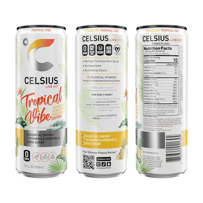 CELSIUS Essential Energy Tropical Vibe 12 oz cans