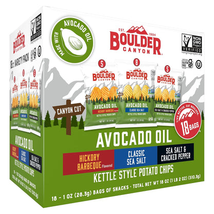 Boulder Canyon kettle chips 18 count snack bags