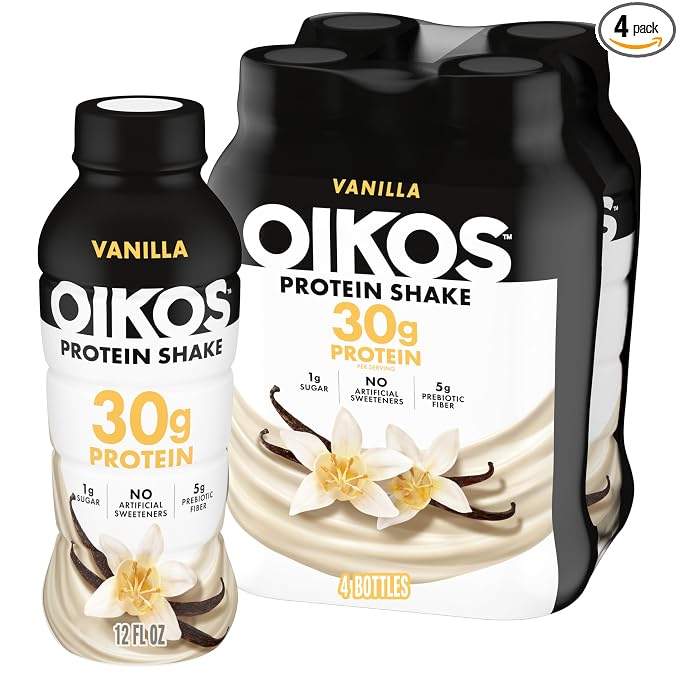 Oikos vanilla protein shake, 12 fl oz, four-count pack