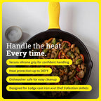 Heat-resistant silicone pan handle grip in yellow