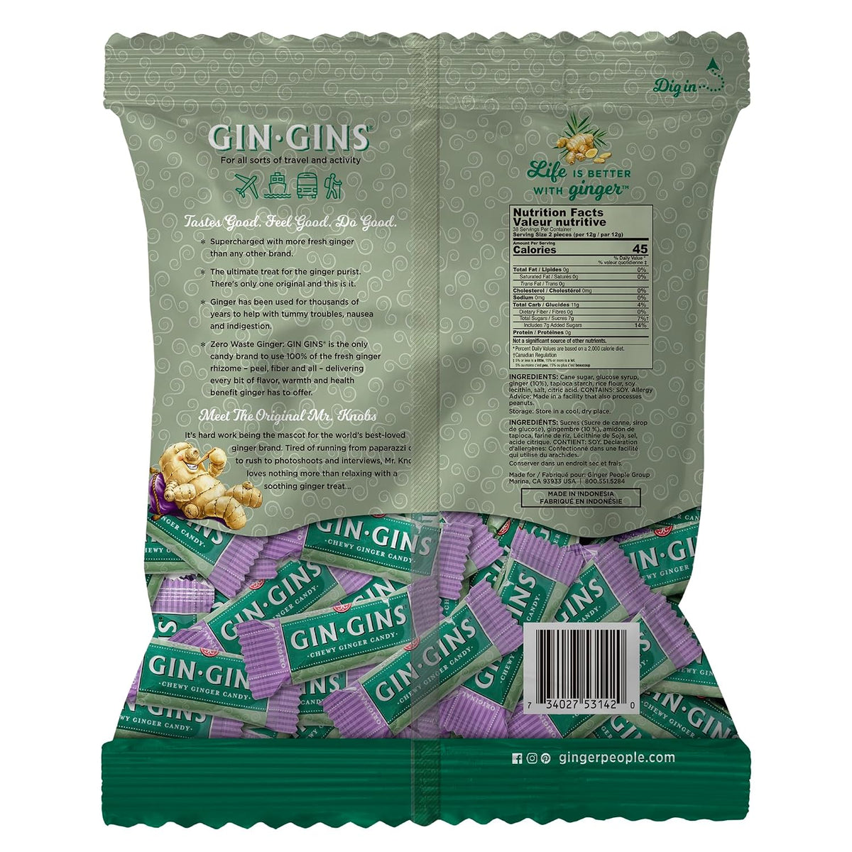 Vegan gluten free ginger chews snack pack