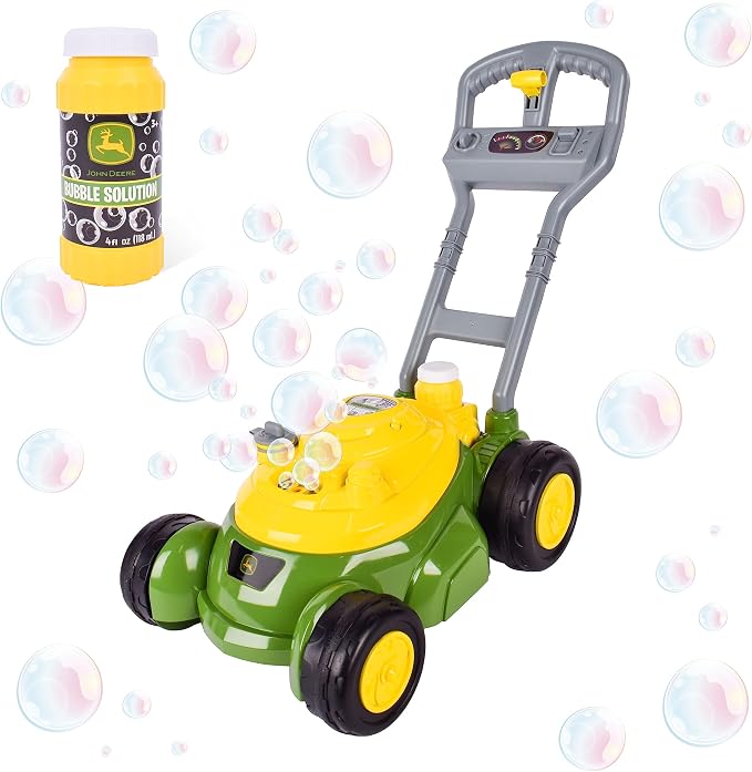 John Deere bubble lawn mower toy for toddlers