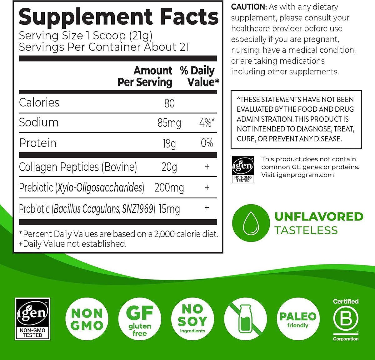 Orgain collagen supplement powder nutrition label view