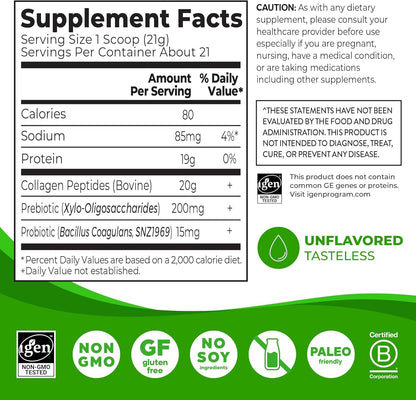Orgain collagen supplement powder nutrition label view
