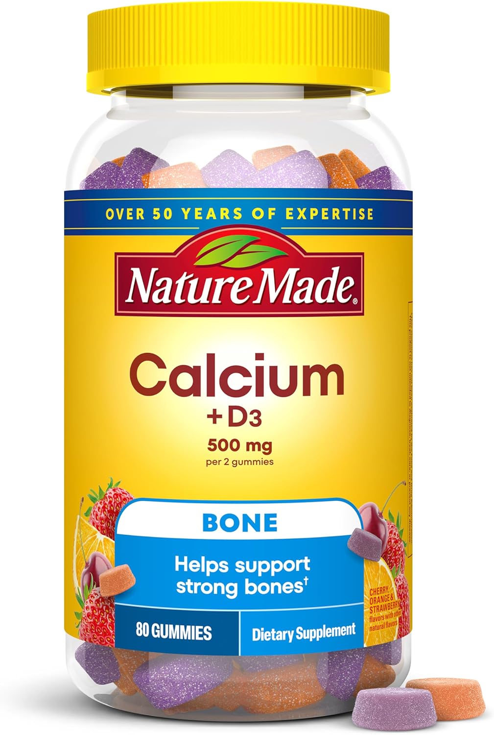 Nature Made Calcium 500 mg gummies supplement label