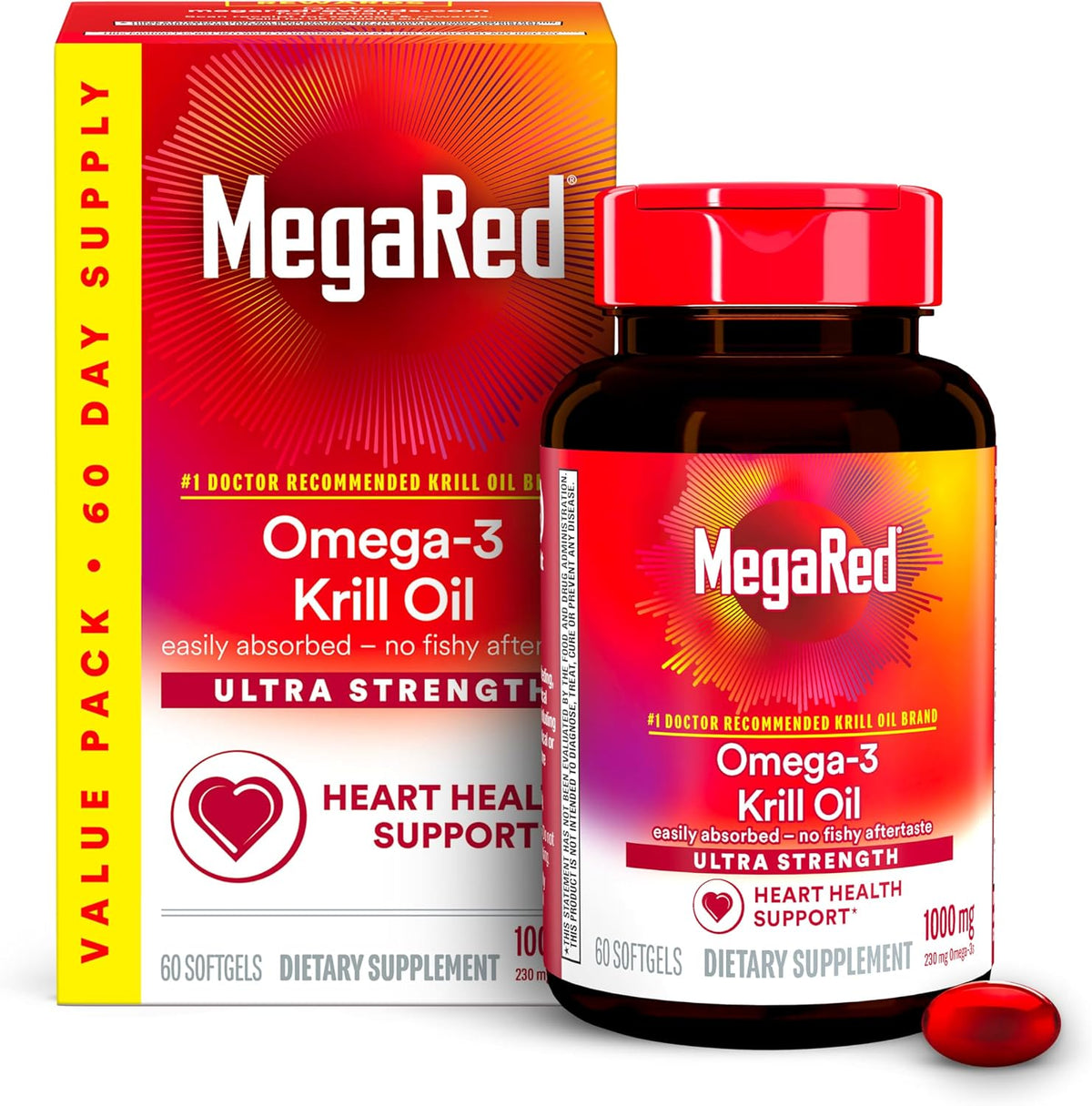MegaRed omega 3 krill oil softgels packaging