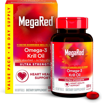 MegaRed omega 3 krill oil softgels packaging