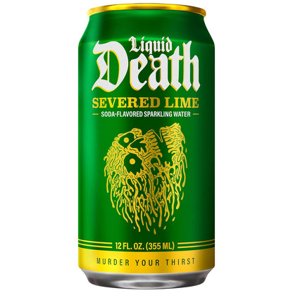 Liquid Death caffeine free lime sparkling water