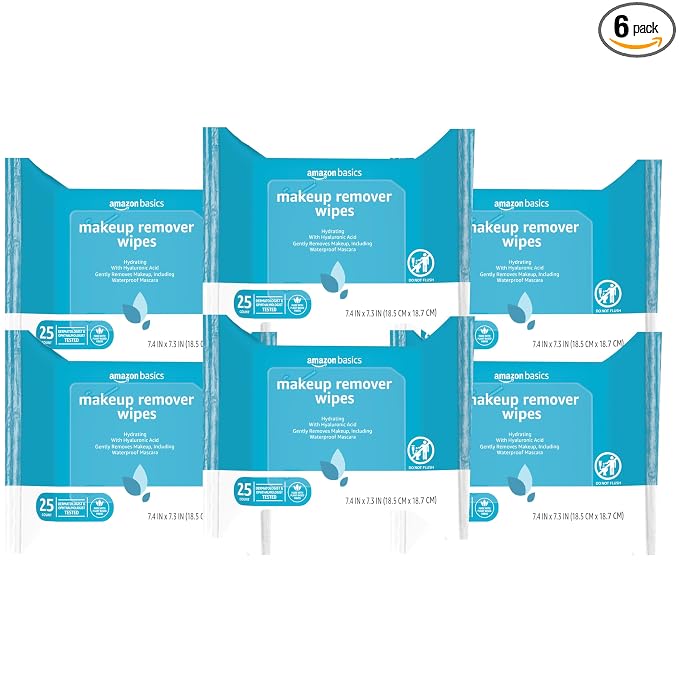 Amazon Basics makeup remover wipes 6-pack