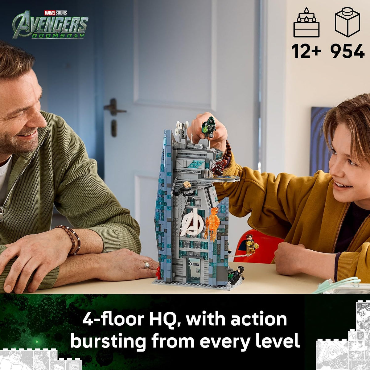 Four-level LEGO Marvel New Avengers Tower model