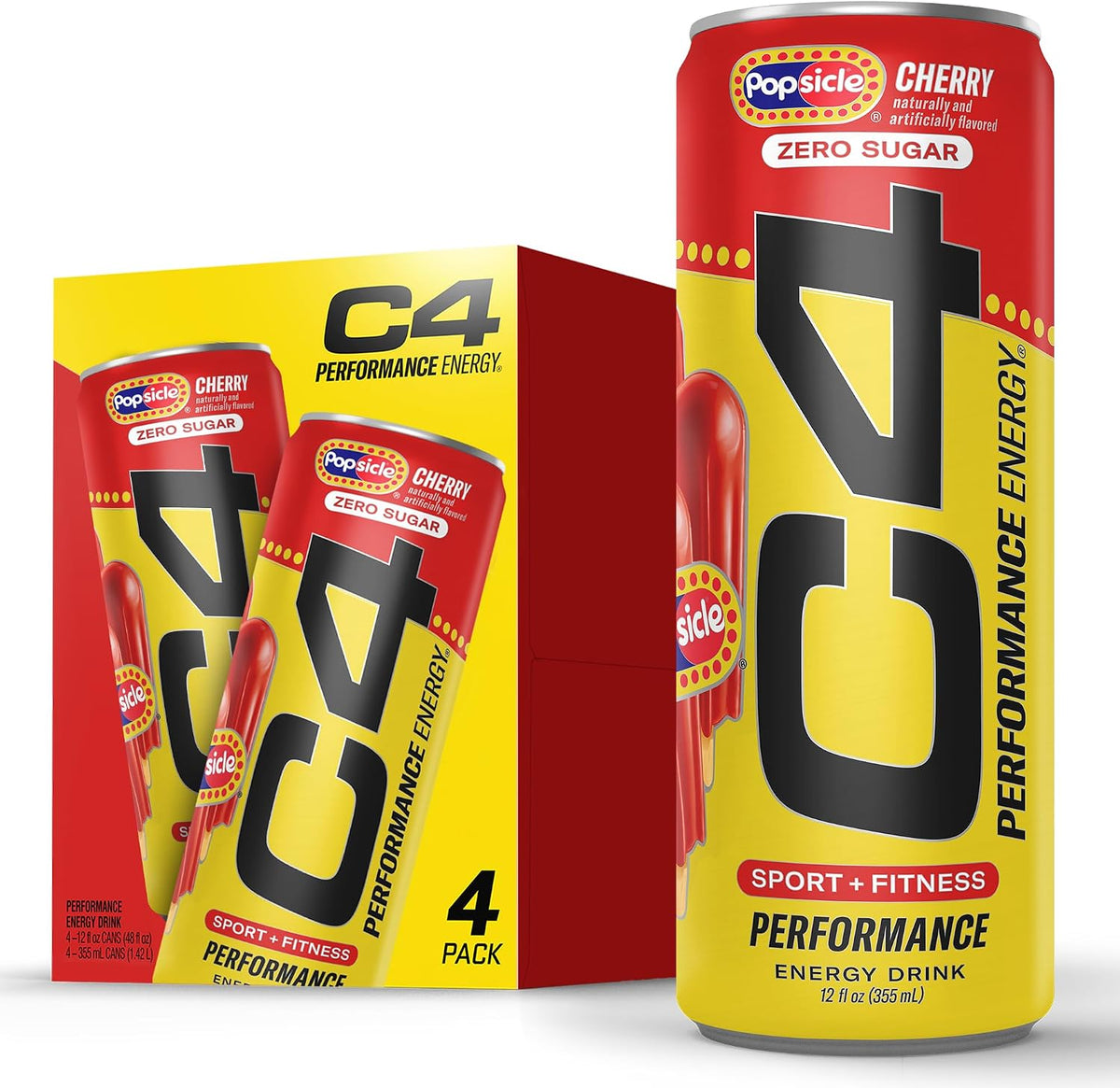 C4 Performance Energy Drink Cherry Popsicle cans