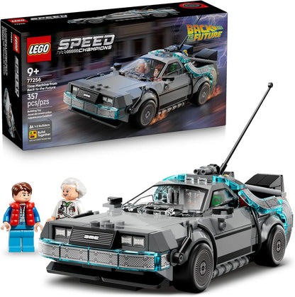 LEGO DeLorean building toy with Marty McFly and Doc Brown