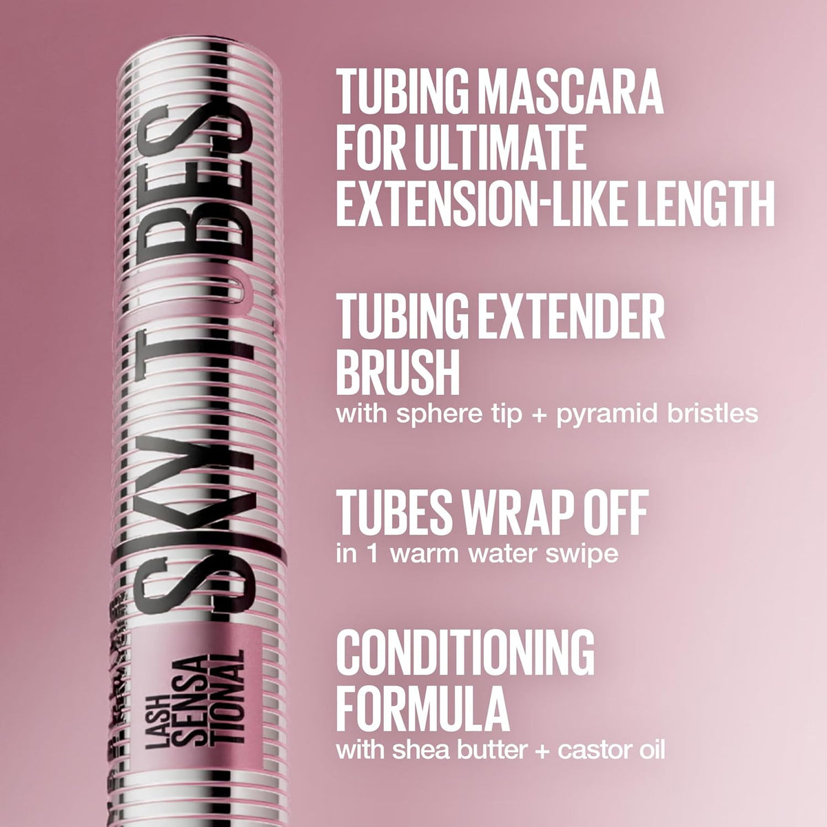Maybelline Sky Tubes mascara brush and lash makeup