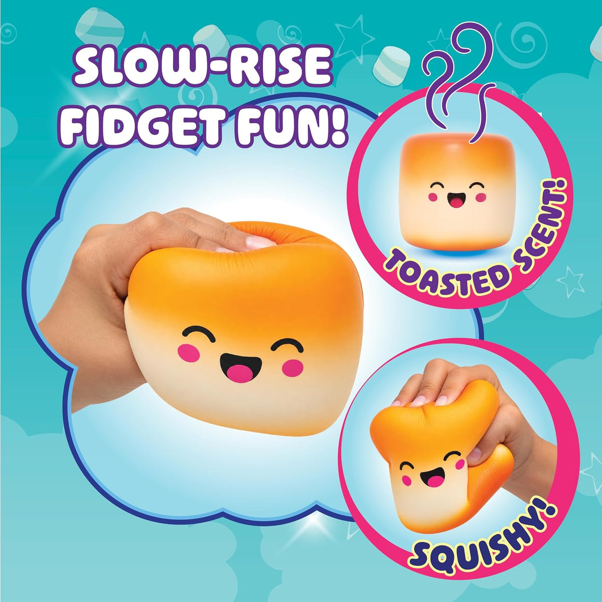 Squeeze Please marshmallow toy with soft slow-rise foam