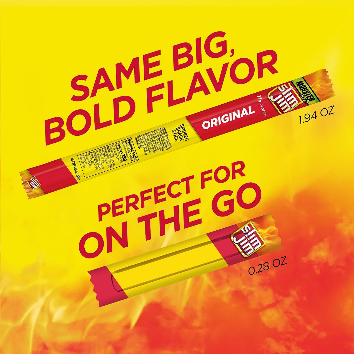 Slim Jim Original protein meat snacks for travel