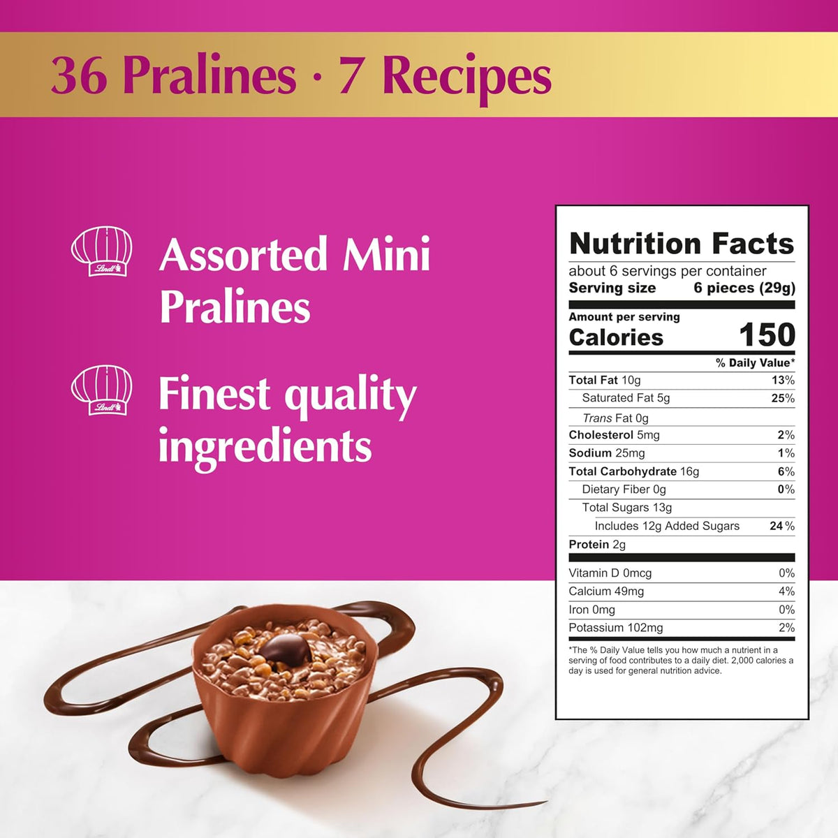 Lindt Mini Pralines 6.2 oz gourmet chocolate gift box