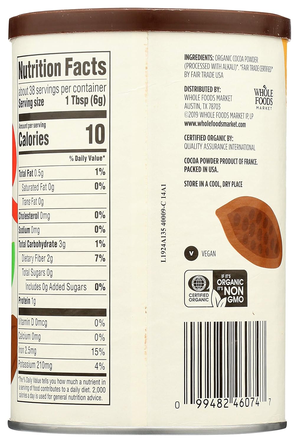 8 ounce unsweetened cocoa powder container