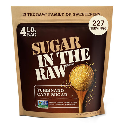 Granulated turbinado cane sugar bag for coffee and tea