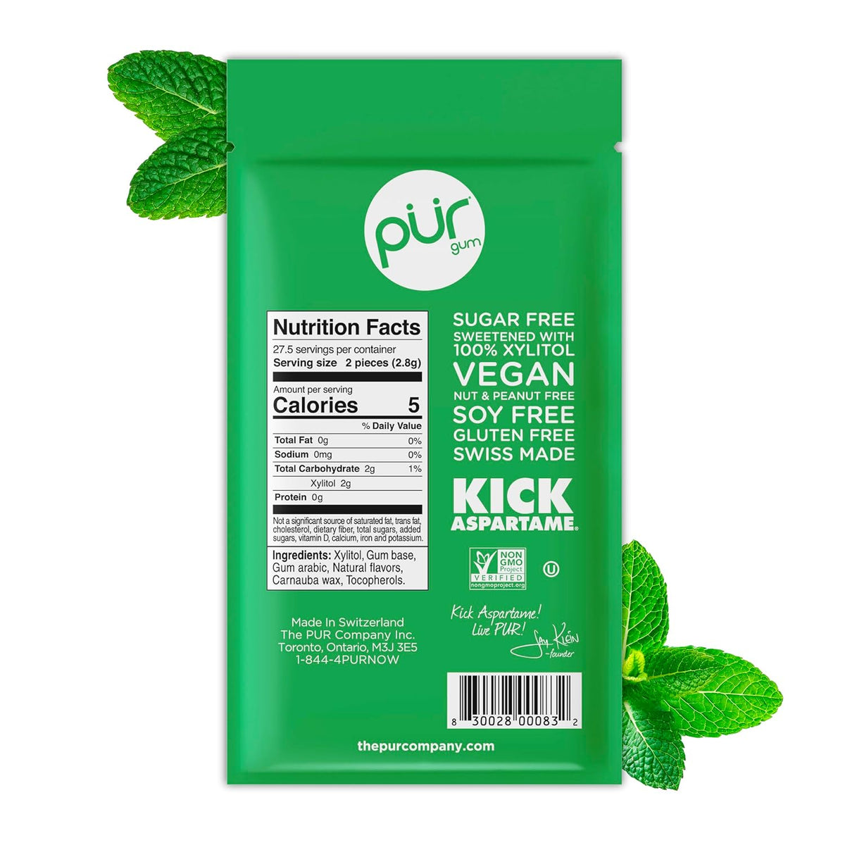 PUR Gum no artificial flavor spearmint pack