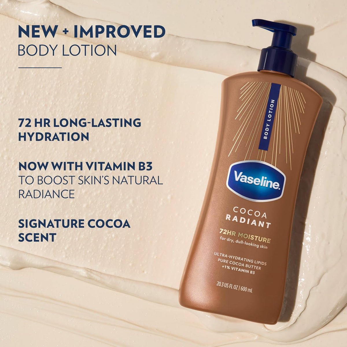 Three pack Vaseline body lotion with cocoa butter