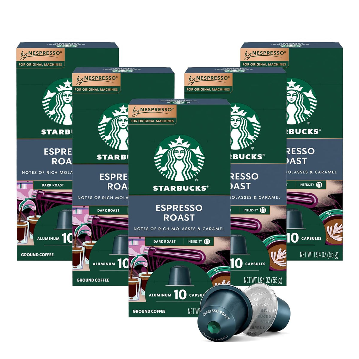 Starbucks dark roast Nespresso Original capsules packaging