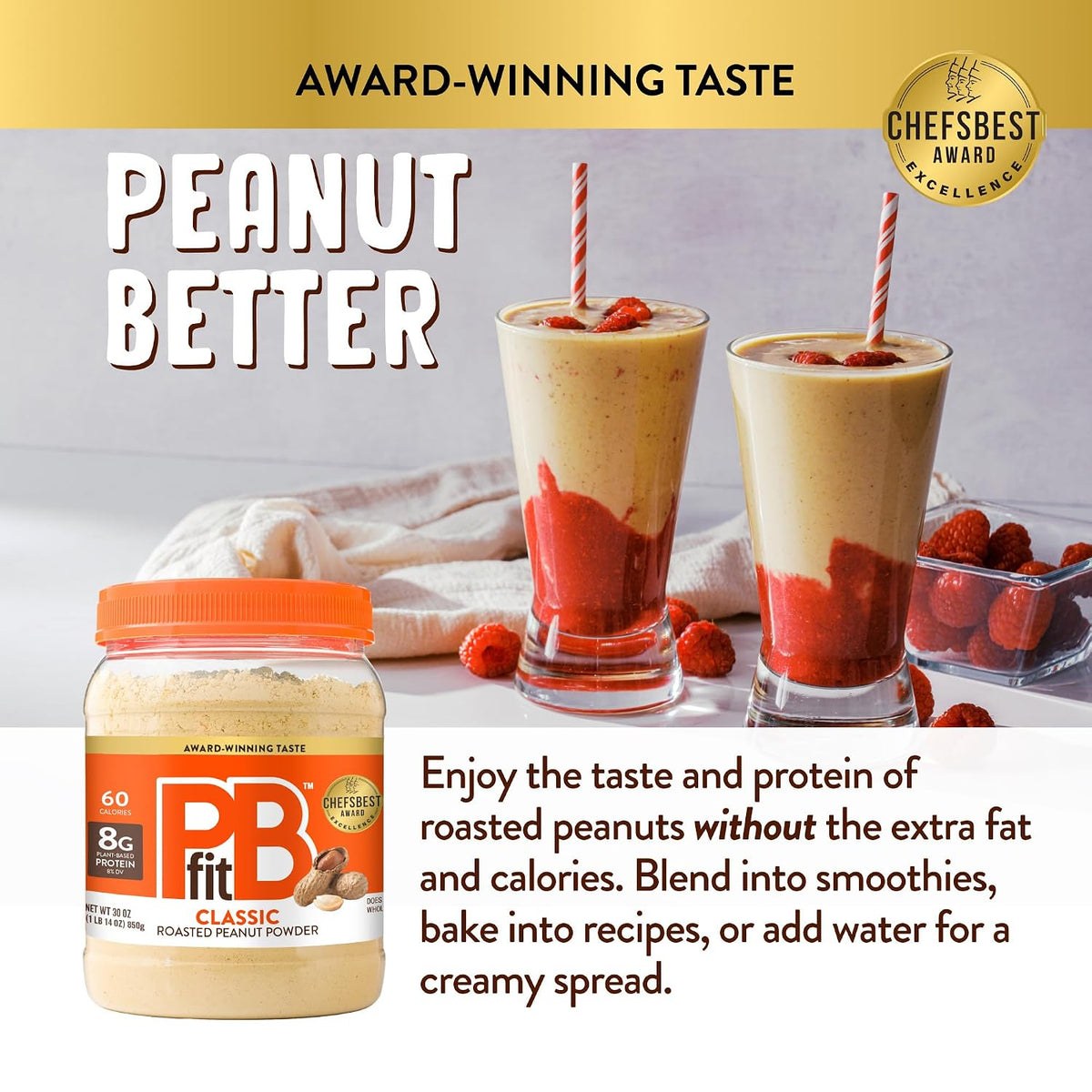 PBfit peanut butter powder for smoothies and oatmeal