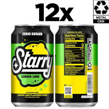 Refreshing Starry zero sugar soda cans