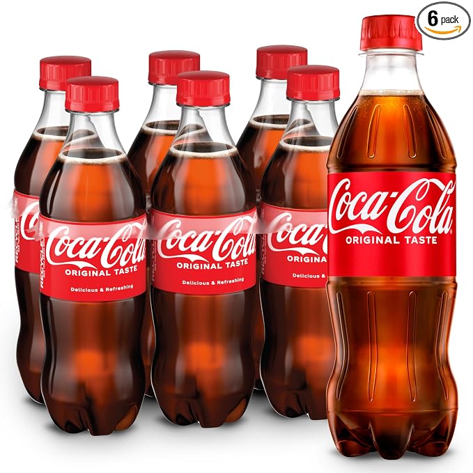 Coca-Cola soda soft drink bottles 16.9 fl oz 6 pack