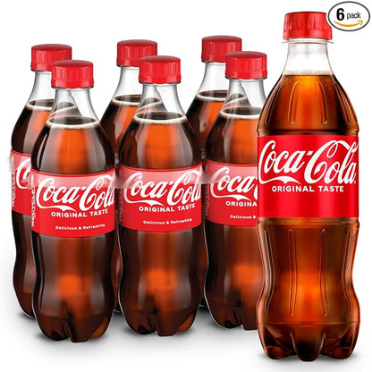 Coca-Cola soda soft drink bottles 16.9 fl oz 6 pack