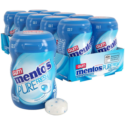 Mentos Pure Fresh mint gum in 10-piece bottles
