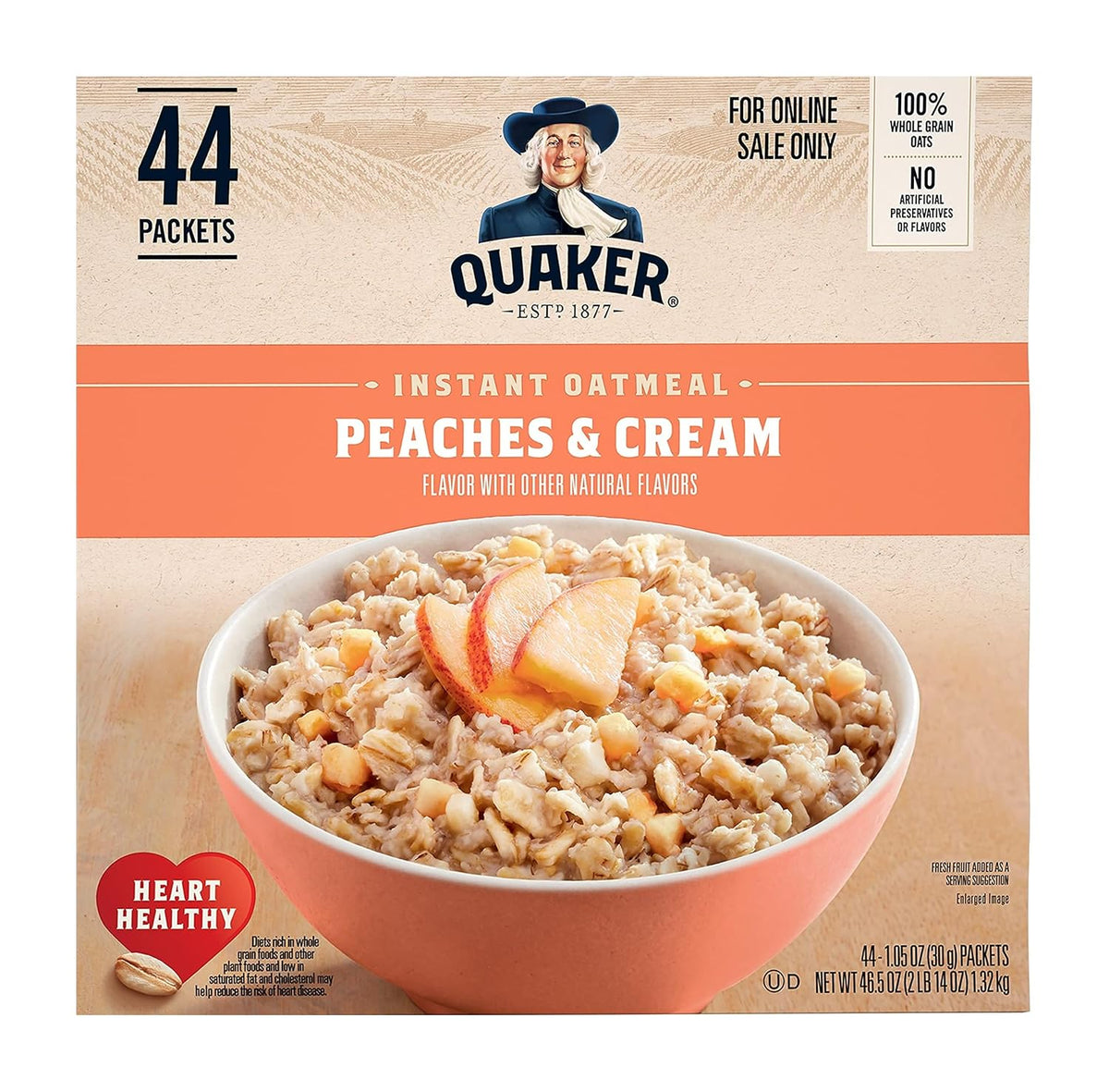 Quaker Instant Oatmeal Peaches and Cream breakfast packets