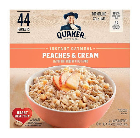 Quaker Peaches and Cream instant oatmeal 44 count box