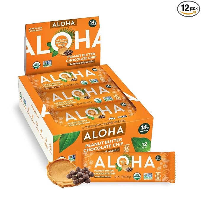 ALOHA Organic Plant Based Protein Bar packaging