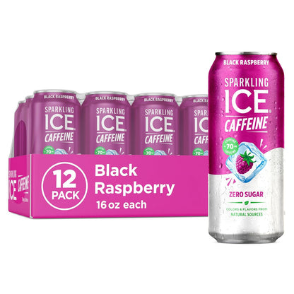 Black raspberry caffeinated sparkling water cans