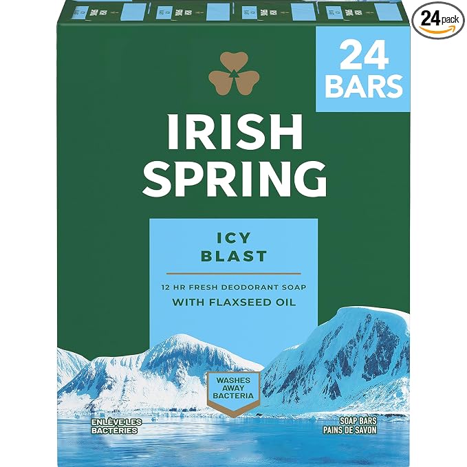 Irish Spring Icy Blast bar soap for men, 24-pack