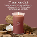 WoodWick Cinnamon Chai candle with natural wooden wick