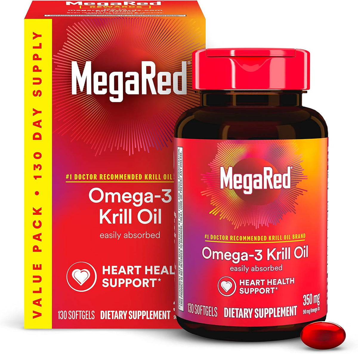 MegaRed krill oil softgels 130 count supplement
