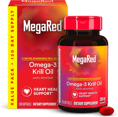 MegaRed krill oil softgels 130 count supplement