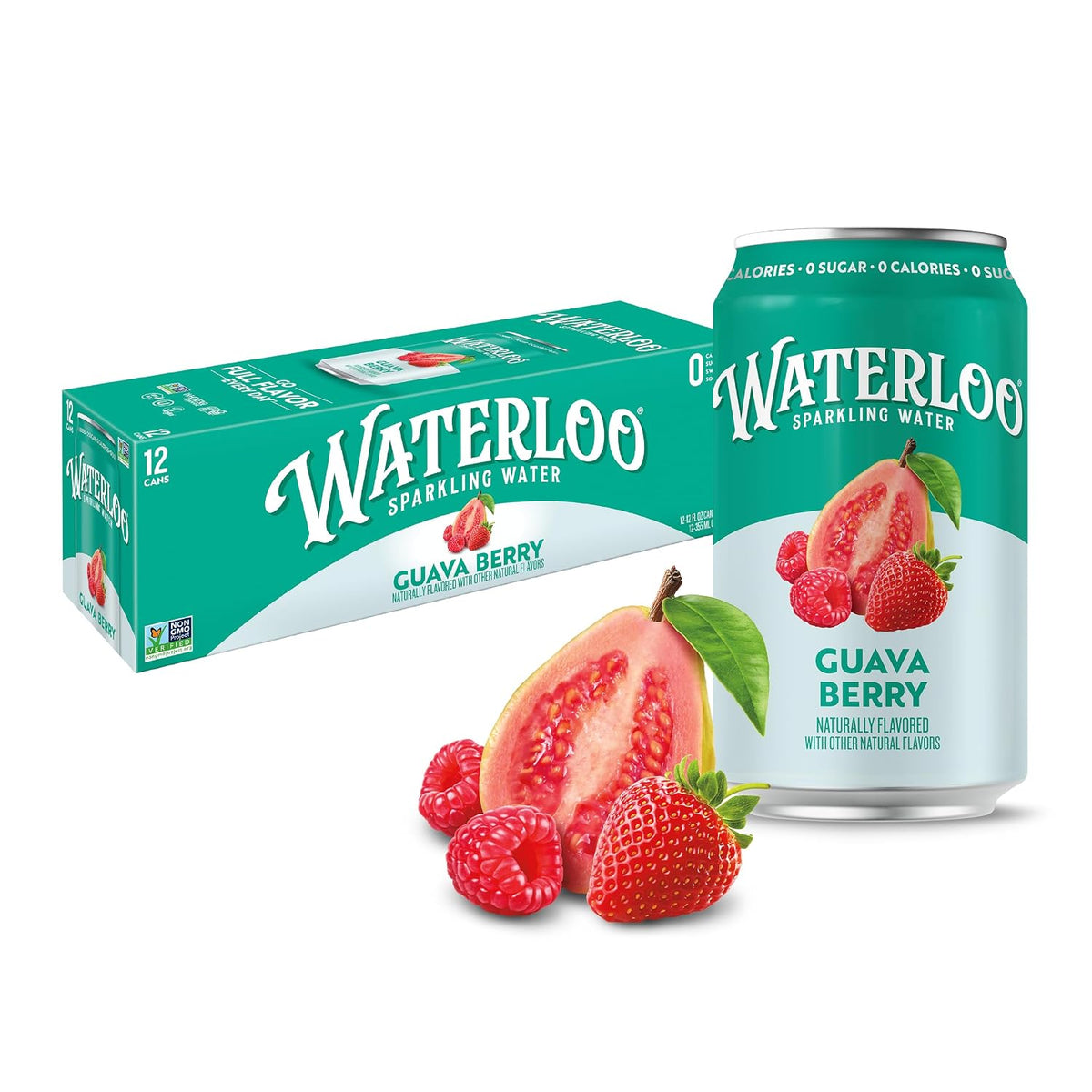 Waterloo Sparkling Water Guava Berry can packaging